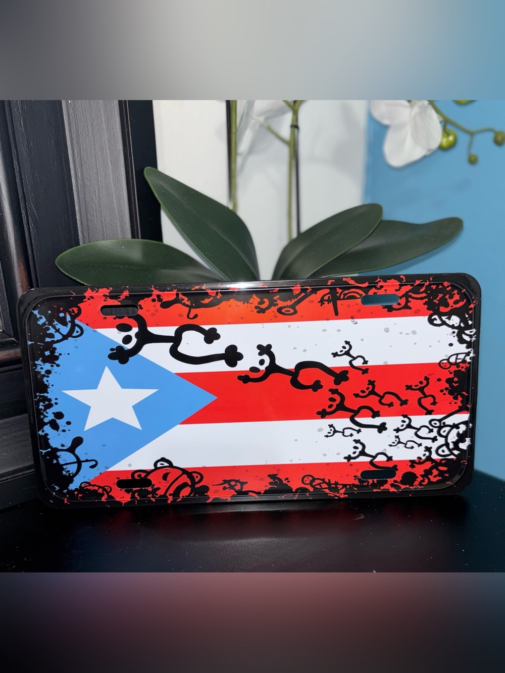 Puerto Rico Flag Decorative License Plate - Red, White & Blue